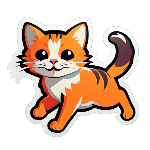 flying cat sticker