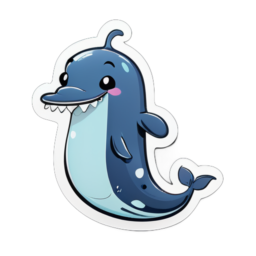 Ceci est une illustration d'un portrait de dessin animé amusant de créature ressemblant à une baleine mince et grande. sticker