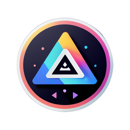 Logotipo combinando um botão de reprodução triangular e um círculo, não apenas empilhados simplesmente, mas com um senso de design e tecnologia sticker