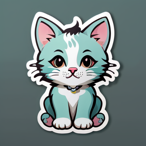 Gatinho calmo com piercing no septo de corpo inteiro sticker