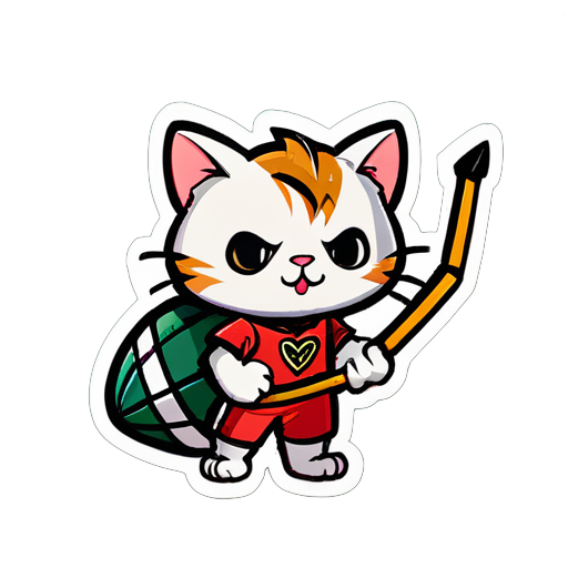 cat, football, bow and arrow sticker