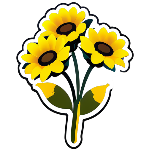 Crea un Sticker de un ramo de flores amarillas, pueden ser rosas o girasoles 
 sticker