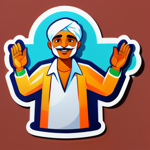 インドの農民が手を広げて歓迎しています sticker