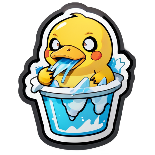 psyduck mangeant de la glace râpée sticker