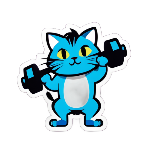 Cat lifting dumbbell sticker