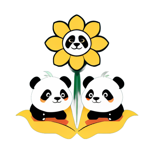 family flags with panda and sunflower sticker