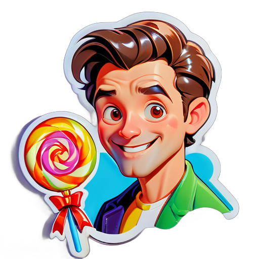 A man with candy  sticker