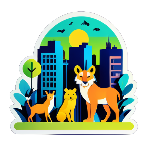 Wild animals in the city sticker