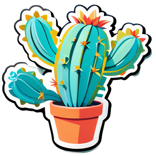 Un très beau cactus turquoise à trois bras sticker