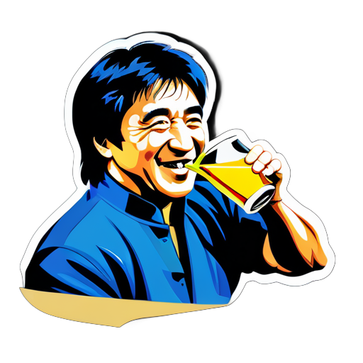 Ngôi sao võ thuật Jackie Chan đang uống rượu sticker