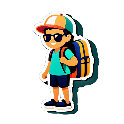 notion style, a traveler on a vacation sticker