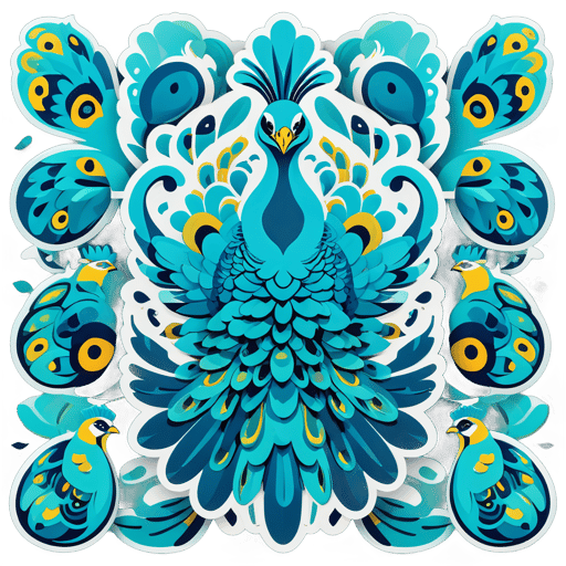 Pavos reales turquesa fornidos sticker