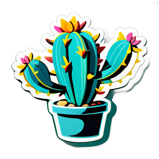 Un très beau cactus turquoise à deux bras sticker