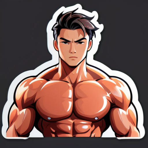 muscle young man chinese handsome sticker