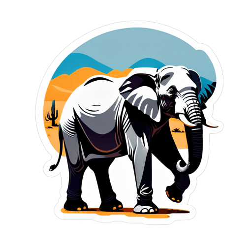 Grauer Elefant, der in der Wüste spazieren geht sticker