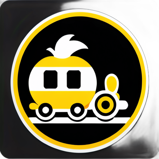 train, mangos and an "o" centre, black and white with a tag as "approved" sticker