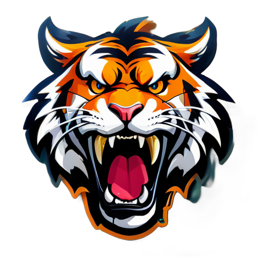 CAPITAL LETTER  RPR (full LETTER ) ON TOP AND  POWERFUL  WITH FEROCIOUS FACED TIGER  ROARING BELOW (REDUCE SIZE OF TIGER ROARING) sticker