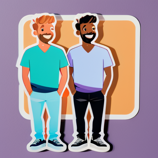 Trois amis masculins qui traînent ensemble sticker