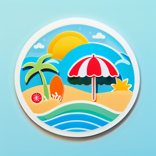 Pegatina de tema de escena de verano sticker