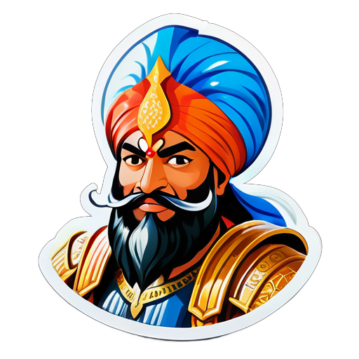 A Sikh man in photorealistic warrior armor
 sticker