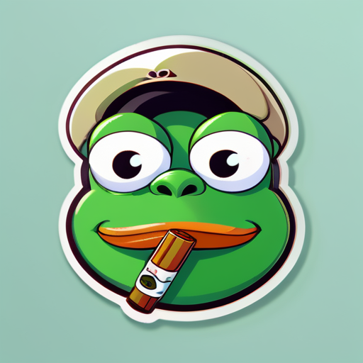 image of a cute pepe smoking 🚬 cocaine  sticker