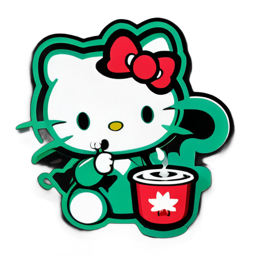 hello kitty smoking weed sticker