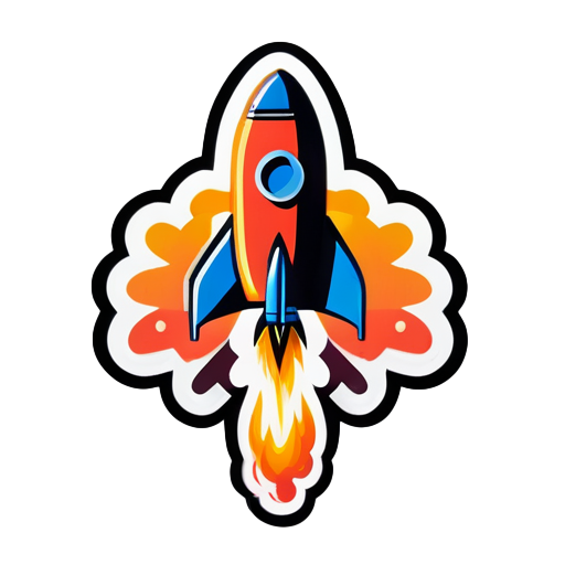 Design a sticker featuring a rocket ship blasting off with a Bitcoin symbol." sticker