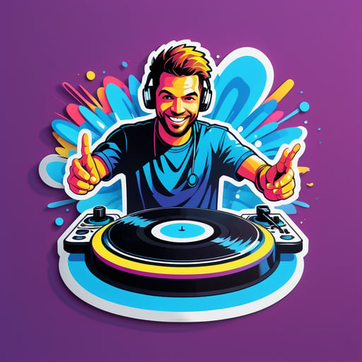 Energetic DJ Turntable sticker