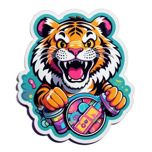 Trip Hop Tiger mit Sampler sticker