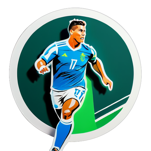 Ronaldo is running with football sticker