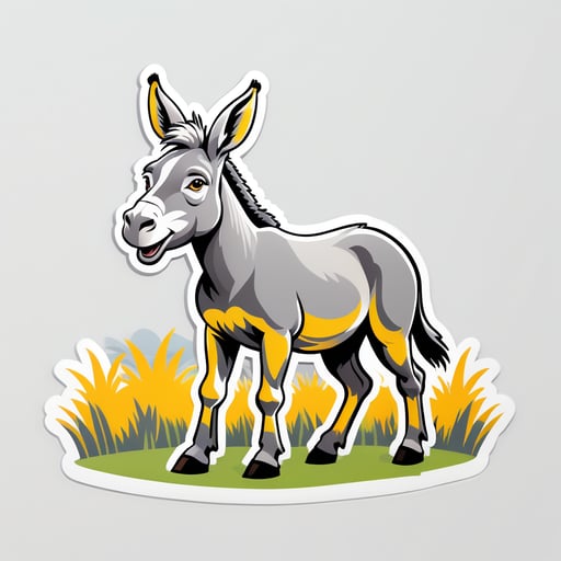 Grey Donkey Braying in a Field sticker