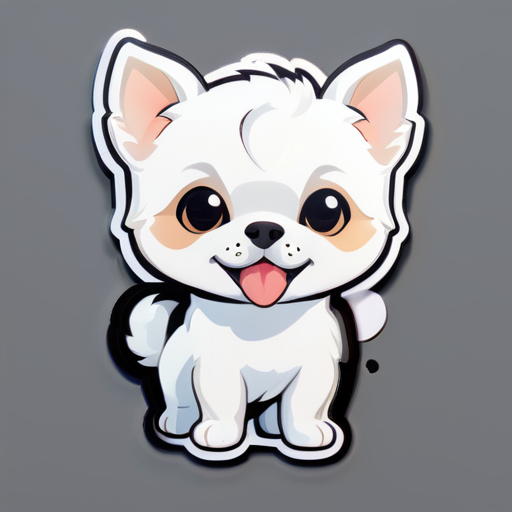 um cachorro pequeno, de cor branca, adorável sticker