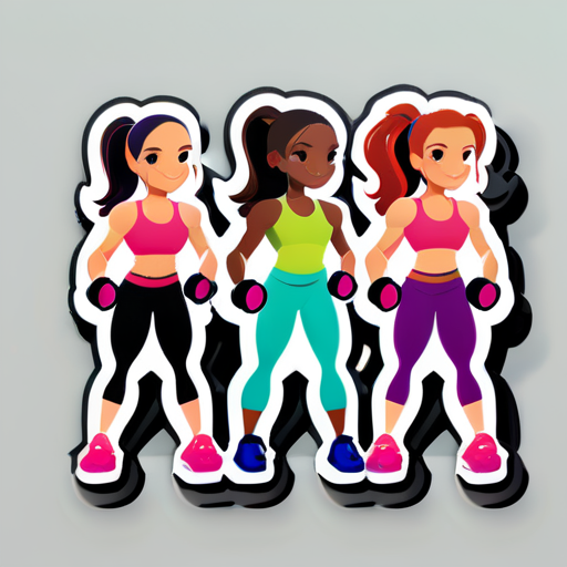 groupe de filles fitness sticker