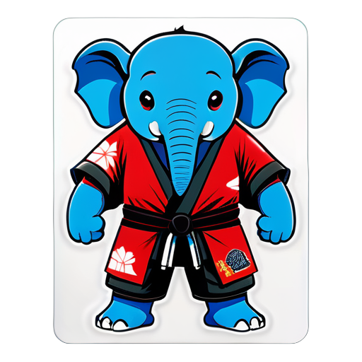 elephant with jiu-jitsu kimono sticker