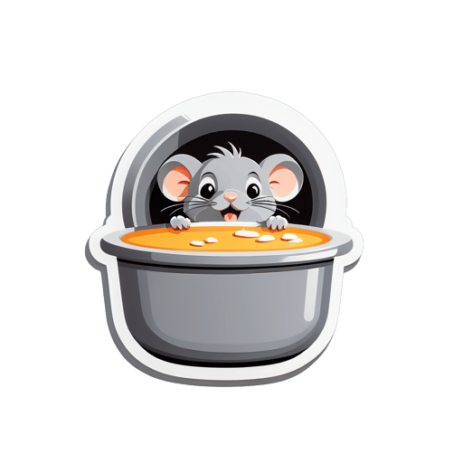 Souris grise se faufilant dans une cuisine sticker