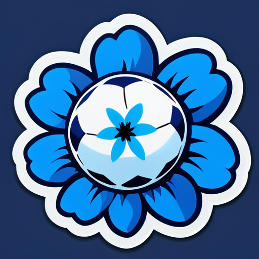 blue flower，football sticker