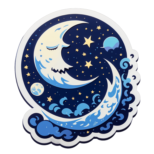 'Midnight Feeding Moon' sticker