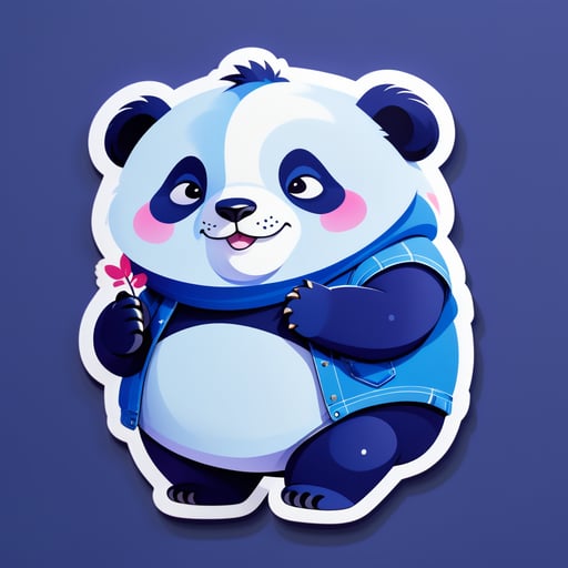 Gấu trúc mập mạp màu chàm sticker