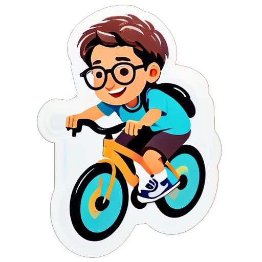 Andar de bicicleta, usar óculos, um rapaz comum sticker