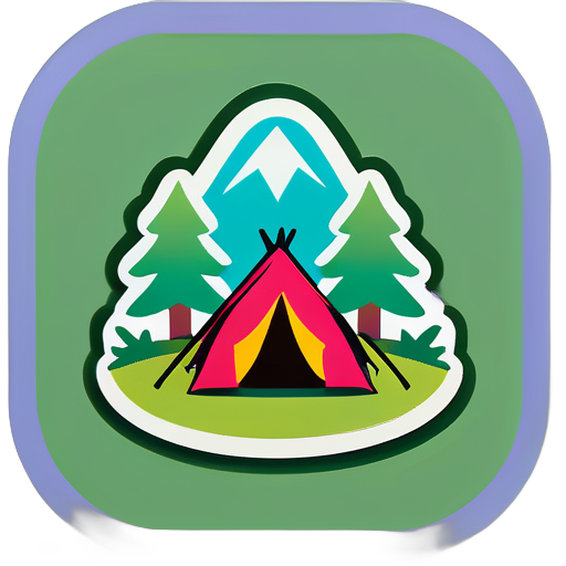 Spring camping sticker