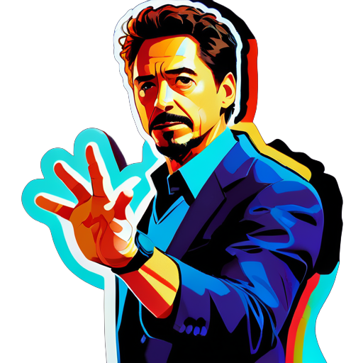 tony stark giving somethin in hand
 sticker