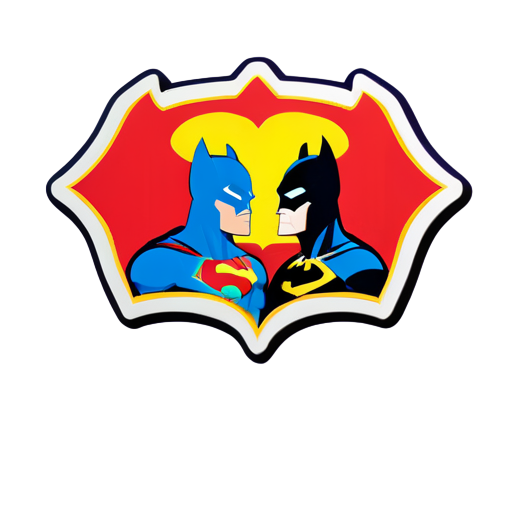 super man and a bat man staring at each other
 sticker