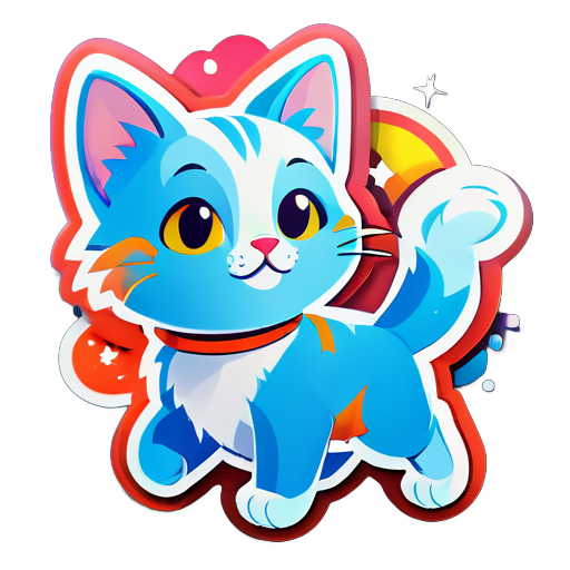 a cute cat in the sky fly sticker