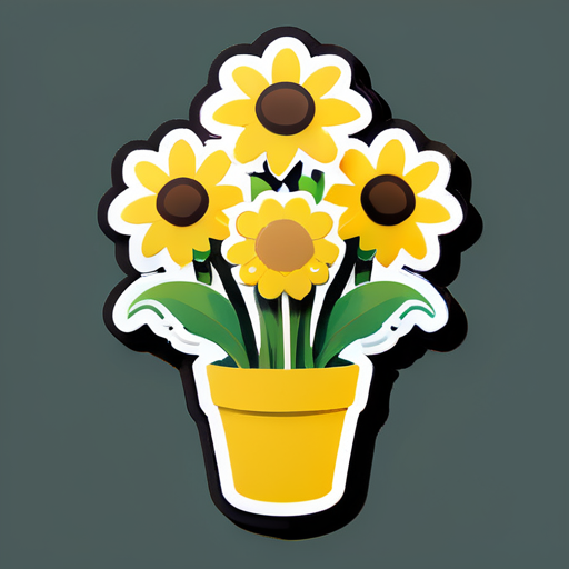 Crea un Sticker de un ramo de flores amarillas, pueden ser rosas o girasoles y anexa la frase "Feliz Dia Amor
" sticker