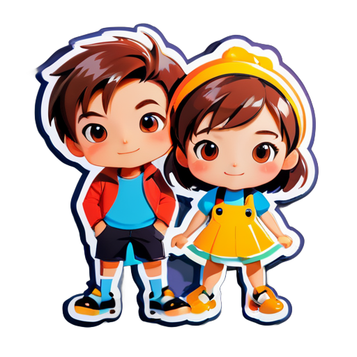 Boy and girl sticker