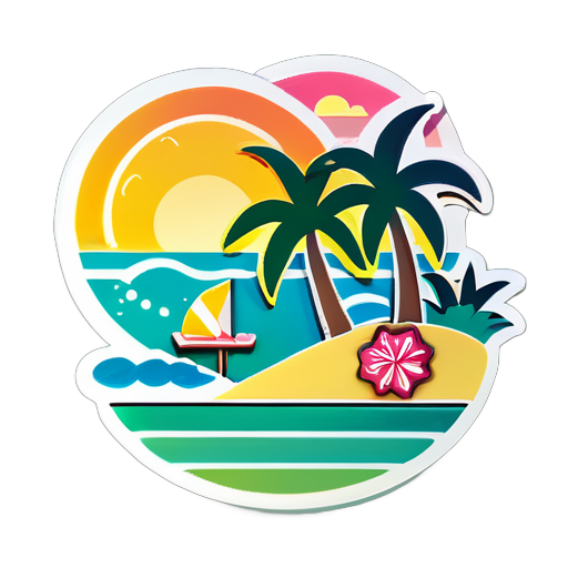 夏のシーンテーマのステッカー sticker