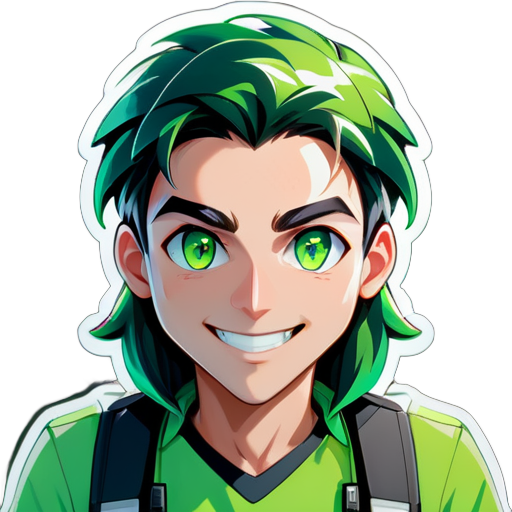 A computer engineer that is have green eyes and a beautiful face and seems smile sticker