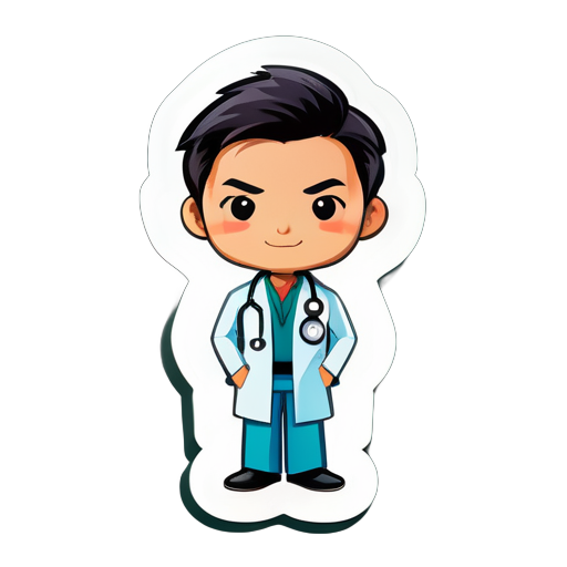 médecin asiatique sticker