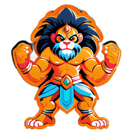 Angry hanuman with Lion sticker