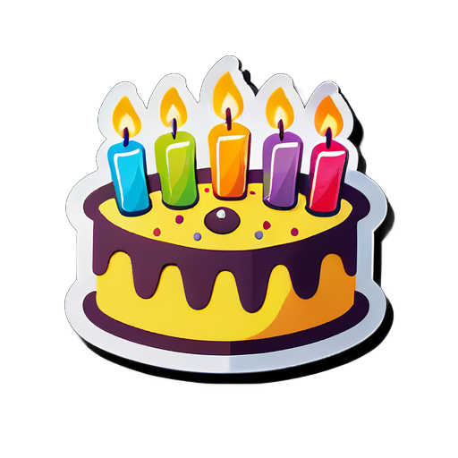 a joyful birthday cake with candles sticker